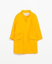 Très Elégant Manteau Zara Coton Jaune Tangerine T.M NEUF+ETIQUETTE