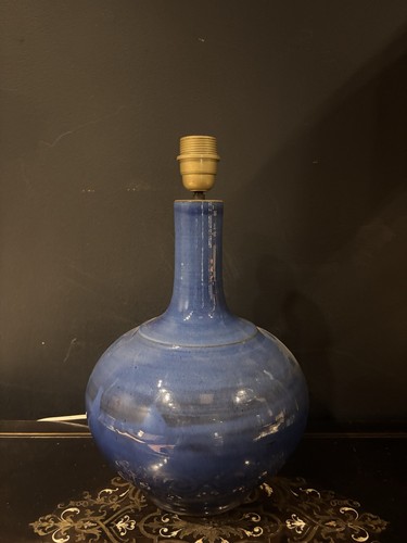 Lampe céramique bleue vintage - lampe,