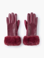 Gants bordeaux avec fourrure
