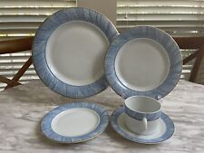 Bernardaud Limoges China  "Moire Bleue" 5 Piece Dinnerware Set