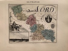 LE NORD - DEPARTEMENT - FRANCE - CARTE ANCIENNE - GRAVURE VUILLEMIN - 1879