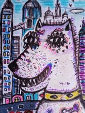 Tableau Chien en ville Chien