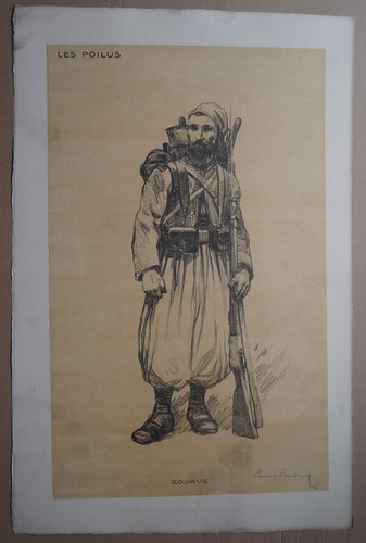 Zouave 1915 lithographie - zouave,