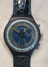 Swatch Watch "SILVER STAR" SCN102 1992  Vintage Chrono, New w/ Case & Battery