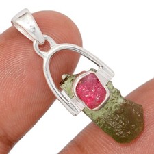 Natural Genuine Czech Moldavite 925 Sterling Silver Pendant Jewelry CP72751