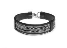 Bracelet  fantaisie rigide noir et acier , Taille 19 à 24 cm, 