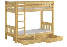 Lit superposé séparable "de luxe" pin massif 90x200, accessoires sélectionnables
