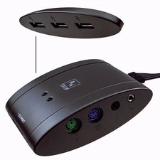 Bureau Hub Maître 8 IN 1 PS2 Clavier Souris / 3x USB Ports / 3.5mm Micro &