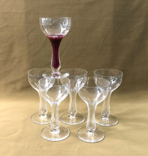 6 Champagne Glass Crystal Signed PORTIEUX Model REIMS Hollow Leg