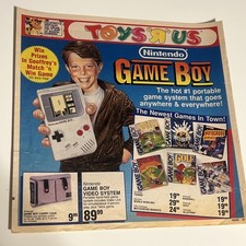Toys R Us Store 1990 Newspaper Ad Flyer Catalog GAMEBOY COVER MOTU Gamecard Vtg