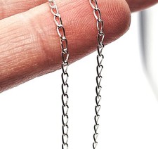 Sterling Silver Necklace Chain Open Curb Cheval Stamped 925 - 1.5mm - All Sizes