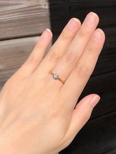 Antique 18k gold diamond ring old european cut engagement wedding ring vintage