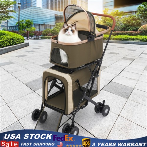 Foldable double pet stroller - double,