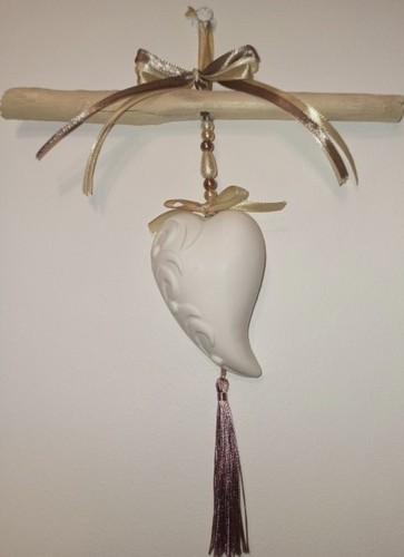 Suspension bois flotté coeur