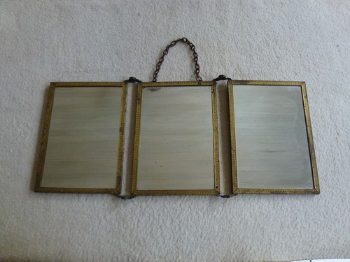 Ancien tryptique metal dore - tryptique,
