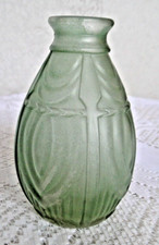 PETIT VASE ANCIEN VERRE SATINE GRIS VERT  ART DECO JOMA MADE FRANCE