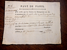 PARIS 1781 PAVE DE PARIS Work Certificate 4 Feet Pavilions