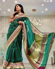 Designer Sari Bollywood Bridal Silk Saree Blouse South Indian Ethnic Ready made