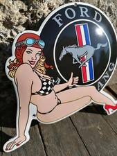Ford Mustang Pin Up Automobile Enamel Plate