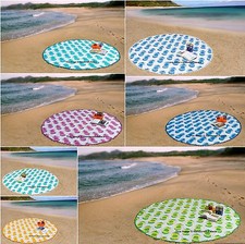 Tapis De Yoga Indien Boho Hippie 72" Décor Rond Imprimé Ananas Tenture De Plage