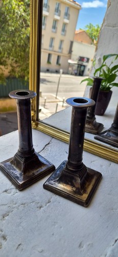 Paire bougeoirs anciens - paire, de