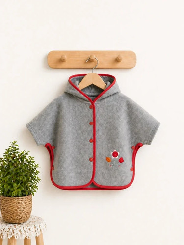 Poncho gris fille mois - poncho,