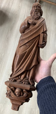 Ancien Bas relief Statue Saint Apôtre Livre Bois Art religieux XIXème