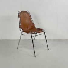 1970s BROWN LEATHER CHARLOTTE PERRIAND LES ARCS CHAIR MIDCENTURY VINTAGE #4622