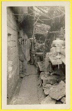 Old postcard PHOTO CARD WAR BELGIAN ARMY TRENCH soldiers uniforms Greppel trench