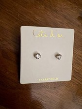 Cote D’or 14kt Gold Earrings With Cubic Zirconia Gemstones - Never Worn