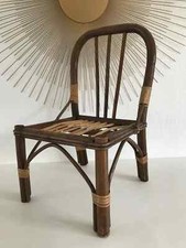 7 ⚜️ Ancienne Petite Chaise Enfant en Osier Rotin Vintage