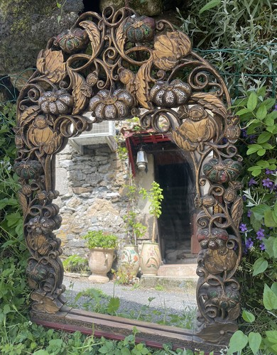 Miroir bois sculpté - bois, fin