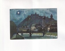 9517) GRAZ - Mur et Schloßberg - ambiance NUIT avec pont signé RUEP ancien !