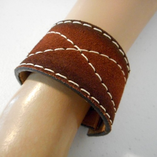 Brown leather cuff - cuff, bracelet