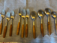 Dansk 10-piece flatware set fjord pattern teak handle from Germany gently used