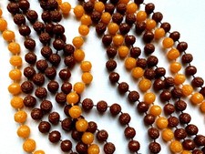 GRAND COLLIER vintage ORANGE et MARRON boule ROSE NEUF superbe HONG KONG