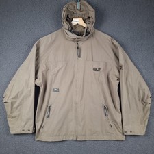 JACK WOLFSKIN Jacket Mens XL Brown Khaki Windbreaker Lightweight Hooded