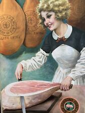 Carton Publicitaire Vers 1900 Boucherie & Jambon & Cochon Pub Cuisine