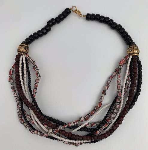 Collier ethnique perles terre - ethnique,