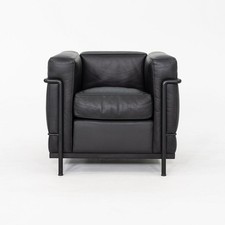 2000s Le Corbusier for Cassina LC2 Petite Club Lounge Chair in Black Leather