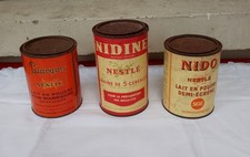 Lot De 3 Anciennes Boîtes En Fer Nestlé Nidine/ Nido/ Pélargon