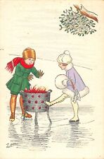 Postcard fantasy / illustrator / children / winter scene / wood stove