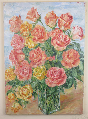 Tableau huile fleureale - tableau,