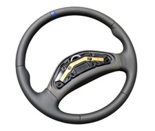 NEW LEATHER FIAT DUCATO PEUGEOT BOXER JUMPER HYMER black steering wheel OEM blue