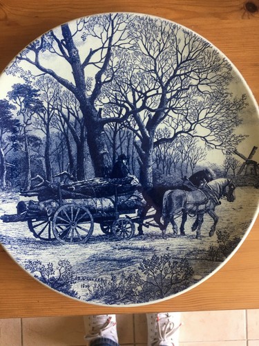 Plat faience delfts blauw - plat,