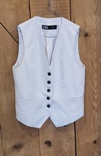 Gilet tailleur sans manches Zara femme XS blanc lin