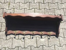 Ancien Porte Manteau Murale Bois Laiton Bistrot Rustique 