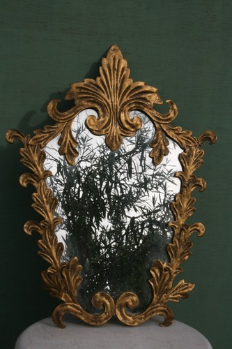 Miroir métal doré - métal, doré.
