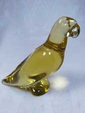 Perroquet Vintage Parrot en Cristal Jaune de Baccarat. Ancien Modèle "Coco"