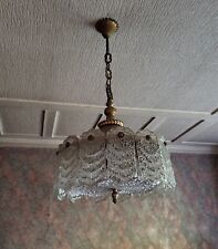 Rare Doria LEUCHTEN Frosted Glass and Brass Chandelier - CIRCA 1960